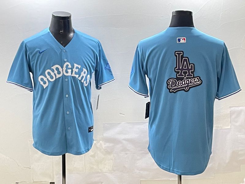 Men Los Angeles Dodgers Blank Light Blue Throwback Game 2025 Nike MLB Jersey style 25